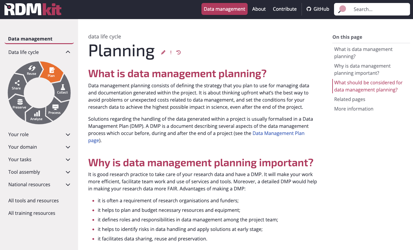 RDMkit Planning Page